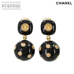 美品 シャネル CHANEL ドット柄 ボール スイング イヤリング ブラック ベージュ ゴールド 00A ココマーク アクセサリー 90272001