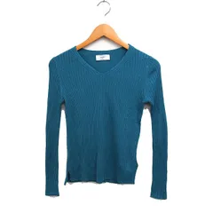 スローブ イエナ SLOBE IENA  リブ ニット セーター 長袖 Vネック 無地 ウール 薄手 グリーン 緑 /FT6