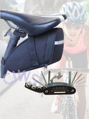 CIWS【選べる２タイプ】自転車サドルバッグ バッグ フレームバッグ ベルクロベルト式 バイクシートバッグ+マルチツール 自転車工具セット 多機能 携帯 六角レンチ ソケット 軽量 持ち運び便利 携帯工具 ロードバイク MTB C-SB-MT-01