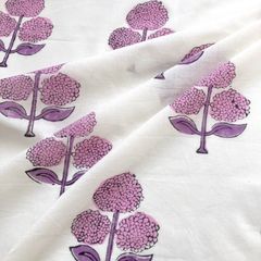 インド ブロックプリント生地 [50cm単位切り売り] Sanganeri 3輪の花 あじさい フラワー MTIF024