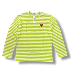 参考上代12980円 未使用品 PLAY COMME des GARCONS 23AW Striped L/S T-Shirt ストライプTシャツ長袖Tシャツ ボーダーロングTシャツ プレイコムデギャルソン AX-T278-051 グリーン L 79823A7