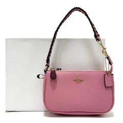 コーチ ポーチ 小物入れ ハンドバッグ コスメポーチ バッグインバッグ ピンク pink ゴールド gold レザー チャーム 新品 未使用 COACH