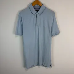 TOMMY HILFIGER トミーヒルフィガー ポロシャツ 半袖 ワンポイントロゴ ロゴ刺繍 ライトブルー サイズL メンズ 古着 カジュアル ストリート シティーボーイ