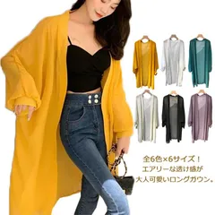 薄手 ロング ガウン ロングカーディガン シフォンカーディガン 羽織り 春夏 サマー 軽い カーディガン ガウン シフォン UV対策 冷房対策 長袖 シンプル 無地 透け感 ゆったり#dkhsh592445