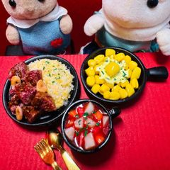 552サイコロステーキセット⭐️ミニチュアフード　ドールは　りかちゃん　バービー　シルバニア　樹脂粘土　　フェイクフード　ねんどろいど　ブライス　オビツ　ミニチュア