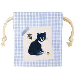 ミニミニ 巾着 ﾌﾞﾙｰ【■ECOUTE！】 E.minette 猫 袋
