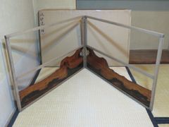 美品 茶道具 桐缘 焼桐 風炉屏風先 上透かし 茶室道具 間仕切り 衝立