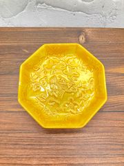 【新品】花鳥彫　黄色　八角皿　取皿　取　花　八角皿　お皿　皿　食器　黄色い食器　うつわ　器