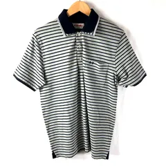 エフマックレガー F.McGREGOR ポロシャツ ボーダー 胸ポケットワンポイント 綿100％ グレー系 Mサイズ 946731