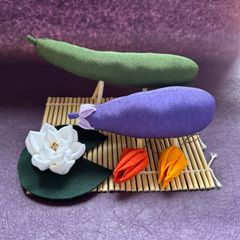 お盆飾り　ちりめん細工　つまみ細工　ちりめん　　精霊馬　蓮　ほおずき　新盆　お盆　帰省　夏休み　プレゼント　お土産　ハンドメイド　⑧のサムネイル