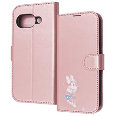 Google Pixel 9a ディズニー / 衝撃吸収 マグネットベルト シンプル 手帳型レザーケース / ミニーマウス_sitting2