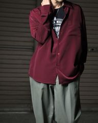 deep red satin oversized l/s shirt サテン 光沢 とろみ オーバーサイズ 長袖シャツ ボルドー XL 80年代 90年代