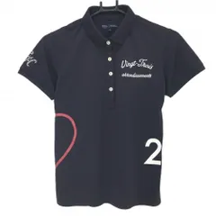 【美品】23区ゴルフ 半袖ポロシャツ ネイビー 袖ラインストーン レディース I(M) ゴルフウェア 23区