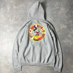 90s ディズニー オフィシャル EPCOT ミッキー プリント フルジップ スウェット フード パーカー / 90年代 オールド キャラクター トレーナー