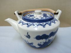 中国美術 染付 後手急須 古美術 茶道具 煎茶道具 陶磁器 骨董 古玩