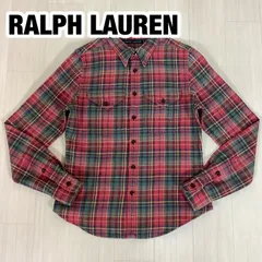 RALPH LAUREN ラルフローレン 長袖 フランネル ネルシャツ サイズ9 マドラスチェック レッド×グリーン×ネイビー×イエロー 胸ポケット インパクト21 着丈59cm 肩幅36cm 身幅(脇下)45cm 袖丈61cm【古着】