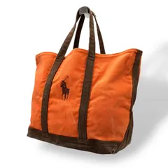RALPH LAUREN トートバッグ キャンバス オレンジ 茶 1368