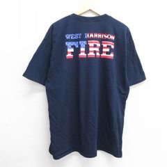 XL/古着 半袖 ビンテージ Tシャツ メンズ 00s 消防署 タズ 大きいサイズ コットン クルーネック 紺 ネイビー 25jun06 中古