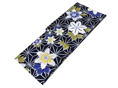 着物美人 送料込み 浴衣 くすみ 木綿 女浴衣 浴衣女性 浴衣女の子 浴衣単体 単品 浴衣くすみ くすみ浴衣 浴衣紺 浴衣花柄 浴衣木綿 木綿浴衣 夏着物 街着 大人 女性 女の子 M F L 155-165 【 紺 麻の葉 花 】m411114y