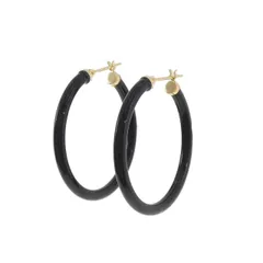 【新品】K18YG フープ オニキス ピアス