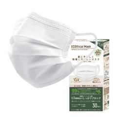 [ECOthical Mask] マスク 不織布マスク ふつうサイズ 30枚入り プリーツマスク 使い捨てマスク 不織布 肌にやさしい 耳が痛くなりにくい プリーツ型 ホワイト エコシカルマスク [ホワイト] [30枚入り]のサムネイル