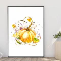 A4・A3ポスター【かぼちゃと落ち葉】 北欧風 インテリア アートポスター 壁飾り  収穫祭 秋 かぼちゃ フォト　写真 A4・A3サイズ