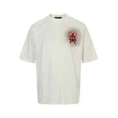 【今日特価】Chrome Hearts 赤ロゴ十字架テープ刺繍水洗 T シャツ