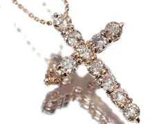 【ジュエリー極】COOLクロスデザイン！良質天然ブラウンダイヤモンド1.00ct 高級K18PGペンダントネックレス h7770ku【送料無料】