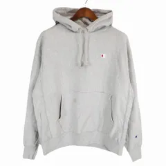 Champion チャンピオン リバースウィーブ ワンポイント フーディー パーカー 刺繍 グレー (メンズ L) 中古 古着 O4453