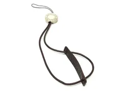 BVLGARI ブルガリブルガリ レザー キーホルダー チャーム ストラップ メンズ レディース シルバー系×ブラウン系 DF7972