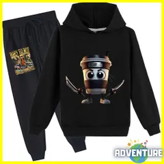 Tung Tung Tung Sahur トゥントゥントゥン サフール 長袖 パーカー 100 110 120 130 140 150 160 黒ブラック セットアップ 上下セット 男の子 トップス 子供服キッズ服イタリアンブレインロットtspsu5