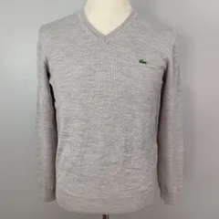 LACOSTE ラコステ ブランドロゴ Vネックニット ウール 100% サイズ 3 ワンポイント ロゴ 刺繍 ワッペン ワニ 長袖 薄手