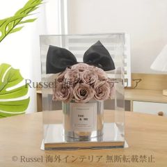 造花 フェイクフラワー 薔薇 バラ リボン付き クリアボックス フェイクフラワー 花 ローズ プレゼント ギフト 誕生日 装飾 飾り パーティ 卒業式 バレンタイン おしゃれ かわいい エレガント テーブルトップ インテリア 8-14