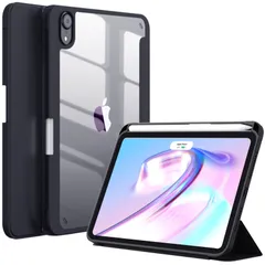 【数量限定】6/7 ケース2021 mini 8.3インチ防汚素材ベゼル落下防止 軽量 iPad 衝撃吸収 耐衝撃 GreenLaw 透明アクリルバックシート三つ折りスタンドケースApple ペンオーガナイザー付き(黒い)