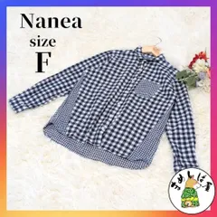 ★美品★ Nanea ナネア 【F】ギンガムチェックシャツ ブルー 切り替え柄