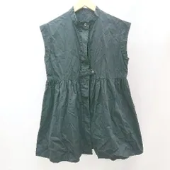 ◇ riche glamour フロントボタン 無地 コットン シンプル ノースリーブ シャツ ブラウス サイズM ブラック レディース E  【1303290005700】