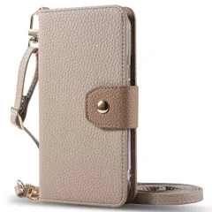 iPhone17 Pro Max ケース 手帳 肩掛けストラップ レザー 手帳 ケース 【Color】ベージュ