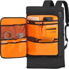 【新着商品】USB充電ポート付き 30L 靴/弁当収納 拡張機能 アウトドア登山 2層式 防水17インチPC 通勤 バックパック スクエア型 リュックサックビジネスリュック 学生 旅行 スポーツリュック 防災 大容量 メンズ 男女兼用 リュック [AISFA]