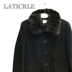 東京スタイル LATICKLE ラティクル 505-1960 アンゴラ ウール ロングコート ブルーフォックスファー 9R ブラック レディース ファッション