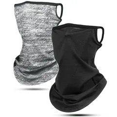 [Andeor] 《2枚セット》フェイスカバー uvカット 夏用【接触冷感-5℃・付けていないような呼吸で楽】ネックガード 冷感 ネックウォーマー 日焼け防止 (ブラック+混ライトグレー)