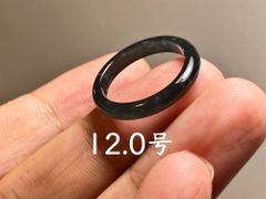 L12-173 氷種 高級感 黒翡翠 12.0号 天然グアテマラ産 A貨 本翡翠 くりぬき リング