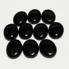 チェコビーズ  プレス オーバル 横穴 12×9mm 10粒 ジェット ブラック