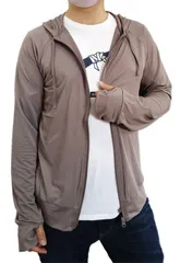 [アウニイ] 接触冷感 Q-MAX メンズ ラッシュガード 軽量 速乾 UPF50+ UVカット 長袖 指穴付き ラッシュ ガード UV カット マリン スポーツ ウェア 海 うみ 山 やま バーベキュー 川 かわ 遊び あ [モカ / 8213] [2XL]