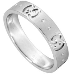 グッチ GUCCI アイコン スリム リング 指輪 約10号 K18WG 3.6g【中古】