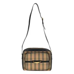 【美品】  Burberry / バーバリー | レザー切替 ロゴ金具 ノバチェック ショルダーバッグ / ユニセックス | ベージュ | メンズ