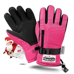 Hikenture スキーグローブ キッズ【3Mシンサレート･2倍保温】防水 フリース裏素材 スキー 手袋 キッズ スノーグローブ スノー 手袋 子供 手袋 防撥水 スキーブローブ ジュニア 雪遊び 手袋 キッズ スノボー グローブ 滑り止め処理 防風 透