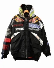 ヴェトモン ベトモン VETEMENTS Alpha Racing Bomber Jacket HOODIE アルファ レーシング ボンバー ジャケット フーディー 中綿 ブルゾン UAH19JA305 L 黒 ブラック ☆AA★250811のサムネイル