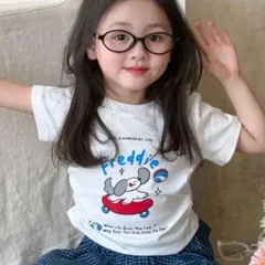 人気！cottonわんちゃんプリントTシャツ　キッズ　韓国　子供服　犬　デザインTシャツ