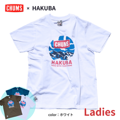 チャムス　tシャツ　レディース　半袖　速乾　CHUMS　Hakuba　SANZANcircle　ホワイト