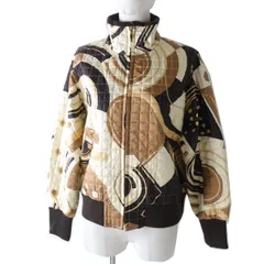 極美品◎正規品 日本製 LEONARD FASHION レオナール ファッション 0361415 レディース シルク100％ キルティングブルゾン ブラウン系 9Rのサムネイル
